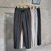 Men's Clothing Drawstring Elastic Waist Small Suit Trousers Men Simple Cotton Suit Trousers Casual Trousers Solid Color Nine Points Suit Trousers_viptrois.com