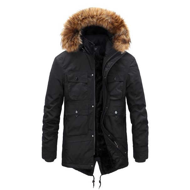 Men's Clothing Men's Longline Fleece-Lined Parka - Detachable Hood Winter Coat (4 Colors, L-4XL)_viptrois.com