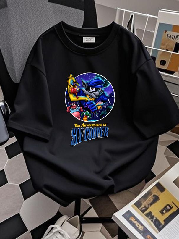 The Adventures Of Sly Cooper Video Game T Shirt Size Large Versatile Summer Fashion Stretched Graphic Designer Clothes Unisex Streetwear Stylish_viptrois.com