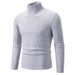 Men's Striped High Neck Knit Sweater – Slim Fit Acrylic-Blend Pullover With Ribbed Hem (Breathable, Lightweight, Winter Casual Wear, )_viptrois.com