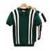 Men's Clothing Summer Men's New Color Matching Striped Knitted Polo Shirt Gentleman Lapel Short Sleeved Knitted T Shirt_viptrois.com