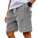 Men's Thick Striped Light Corduroy Solid Color Drawstring Five Point Shorts Casual Loose Fit Available On Amazon's Independent Website_viptrois.com