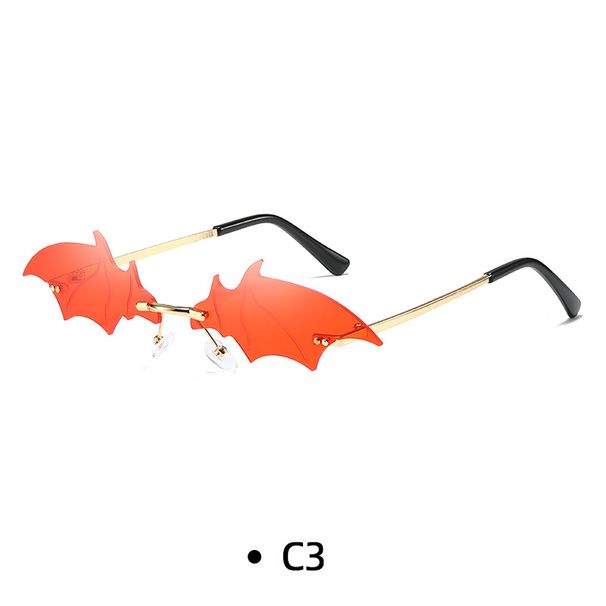Unterirdische Sonnenbrille Kleine Katzenauge Sonnenbrille Frauen Luxus Brandneue Randlose Punk Sonnenbrille Fledermaus_viptrois.com