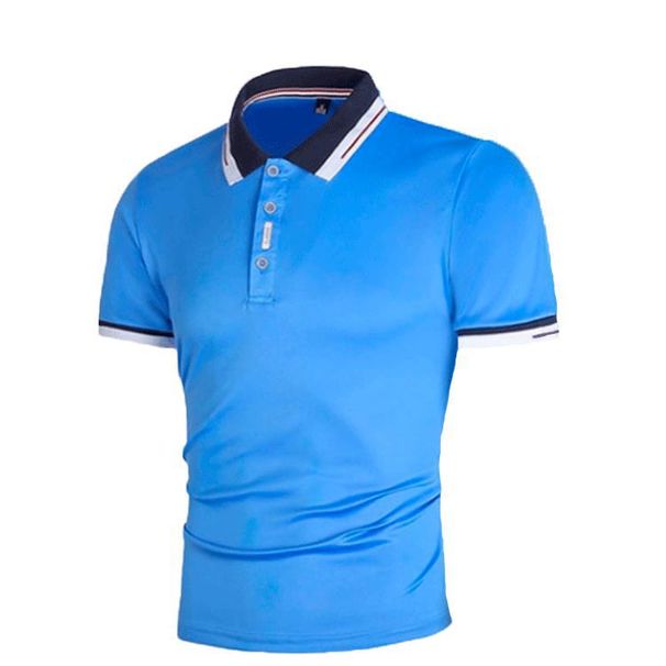 Men's Summer Stitching Contrast Color Polo Shirt Short Sleeved Sports Fashion Youth T-Shirt_viptrois.com