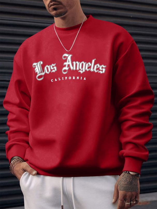 Men's Loose Casual And Fashionable Loss Angels Print Round Neck Long Sleeved Sweatshirt Suitable For Autumn And Winter Wear_viptrois.com