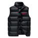 Trendy Fleece-Lined Vest With Bold Letter Print – Unisex Thicken Quilted Sleeveless Jacket For Casual & Streetwear (M-5XL, Black/Grey)_viptrois.com