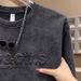 Loom Autumn Winter New Versatile Trendy Pullover Steel Print Letter Gradient Top Men's Fleece Lined Long Sleeve Casual_viptrois.com