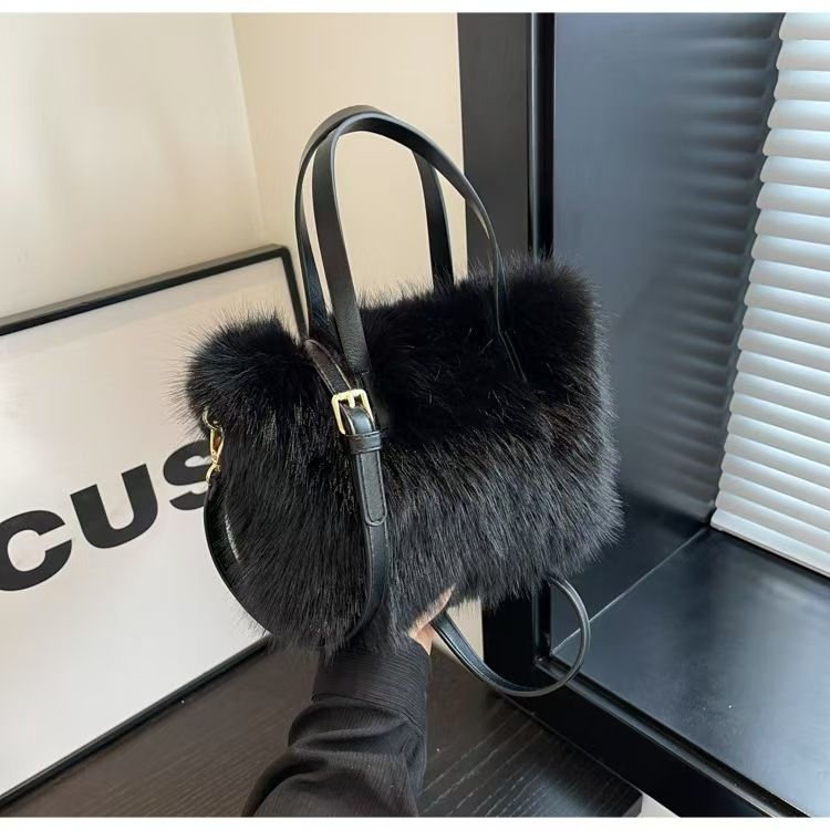Women's Bags Autumn And Winter Fox Fur Fashionable Hand Held Evening Bag Temperament Plush Bag Shoulder Crossbody Women's Bag_viptrois.com