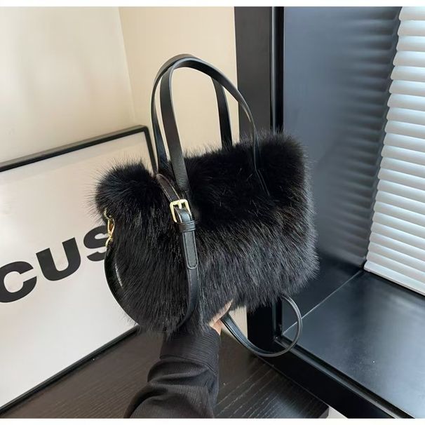 Women's Bags Autumn And Winter Fox Fur Fashionable Hand Held Evening Bag Temperament Plush Bag Shoulder Crossbody Women's Bag_viptrois.com