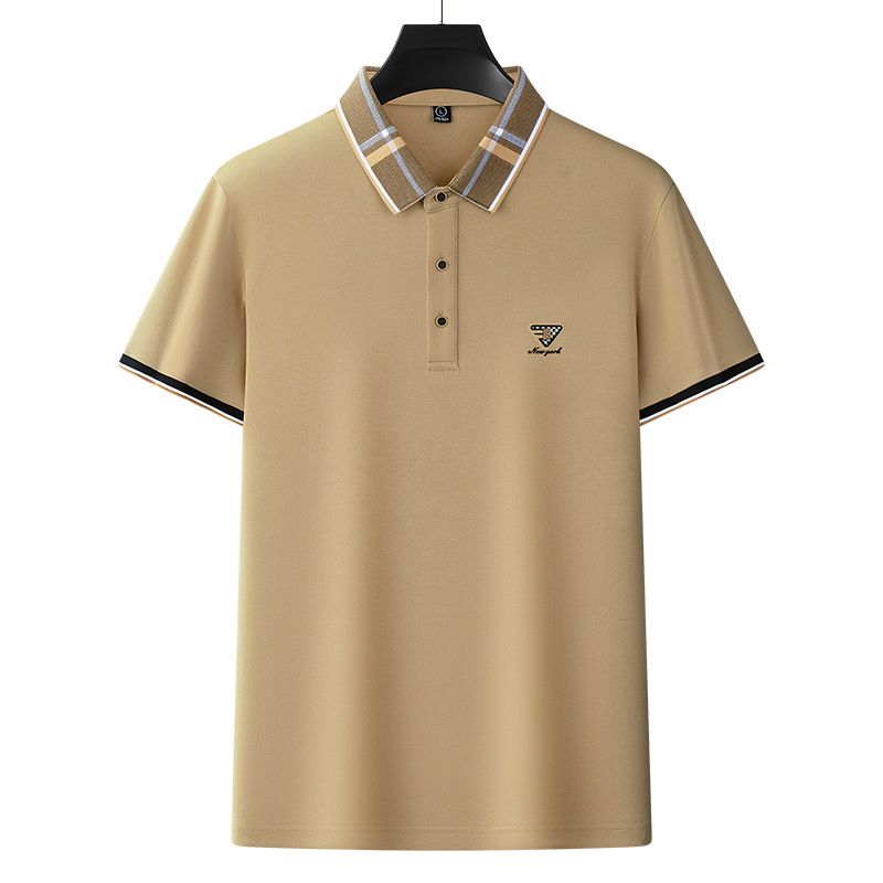 Men's Clothing Summer New Thin Silk Straight Short Sleeved Business Casual All Match Solid Color Polo Shirt Men_viptrois.com