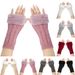 Women's Fingerless Velvet Gloves - Knitted 8-Shaped Twisted Design, Warm & Soft Wool For Autumn & Winter (Short Turn-Up Cuff, Stylish & Cozy)_viptrois.com