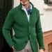 2026 European-USA Style Knitwear Cardigan Men 100% Acrylic Stand Collar Pure Color Single-Breasted Long Sleeve Slim Knit Sweater Outerwear_viptrois.com