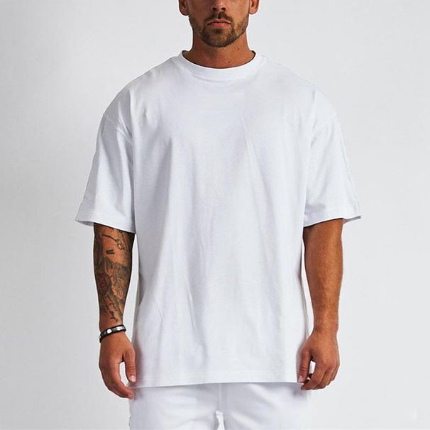 Men's Clothing Premium Heavyweight 100% Cotton Oversized Men's T-Shirt - Relaxed Fit Drop Shoulder Streetwear Tee In White & Black (240g/300g)_viptrois.com