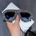 Fashion Large Frame Frog Mirror Front Retro Luxury Full Diamond Street Shooting Catwalk Party Sunglasses Men And Women Anti Ultraviolet_viptrois.com