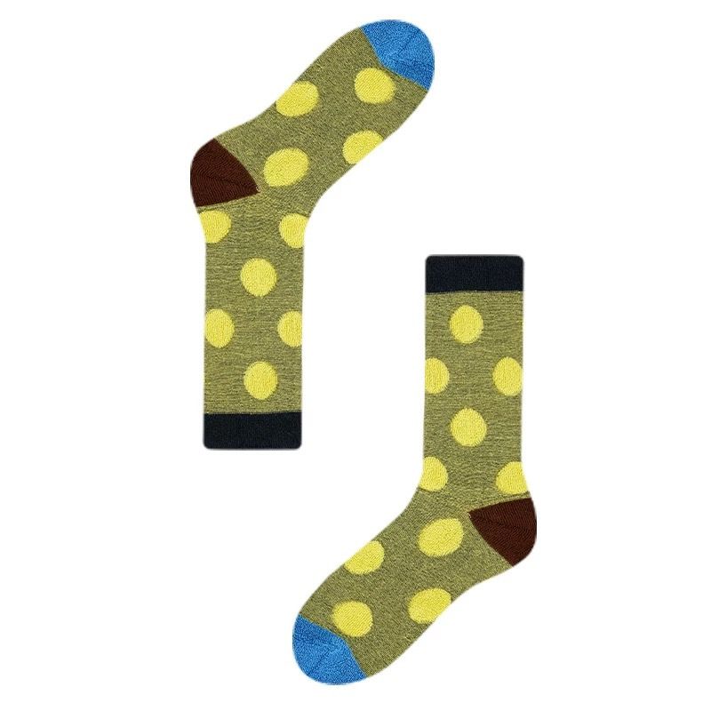 New Autumn And Winter Unisex Textured Dot Crew Socks – Soft Cotton With Cozy Terry Lining – Stylish Color Blocking – Perfect For Casual & Home Wear_viptrois.com