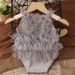 Ylsteed Pink Gray Newborn Lace Romper Photography Outfits Baby Girl Photo Shooting Clothes_viptrois.com