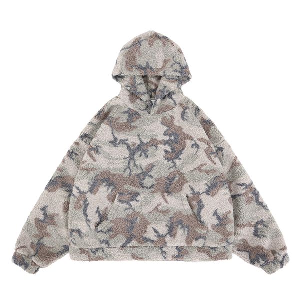 2026 Autumn Winter New American Style Camouflage Lamb Wool Hooded Sweatshirt Pullover Hoodie_viptrois.com