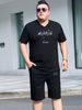 Men's Clothing Fat man plus size ice silk short-sleeved casual suit summer shorts fat man wear two-piece suit_viptrois.com