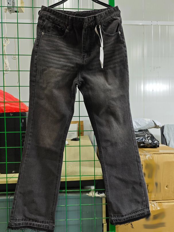 Men's Clothing Distressed Flared Jeans - Vintage Grey Cleanfit Denim With Frayed Hem, High Street Micro Bell Bottoms_viptrois.com