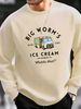 Men's Loose Casual And Fashionable BIG WORM'S Letter Pattern Printed Round Neck Long Sleeved Sweatshirt Suitable For Autumn And Winter Wear_viptrois.com