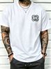 100% Cotton Men Casual T-shirt Interlocking Geometric Pattern Print Crew Neck Short Sleeve Daily Streetwear Top_viptrois.com