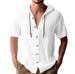 Men's Clothing Casual Short Sleeved Shirt Hooded Fashion Button Cardigan Shirt Trendy Loose Beach T Shirt_viptrois.com