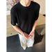 Men's Old Money Style Knit Polo T-Shirt – Summer Relaxed Luxury Short Sleeve Top (Breathable Polyester, Slim Fit, Machine Washable, Black/Beige)_viptrois.com