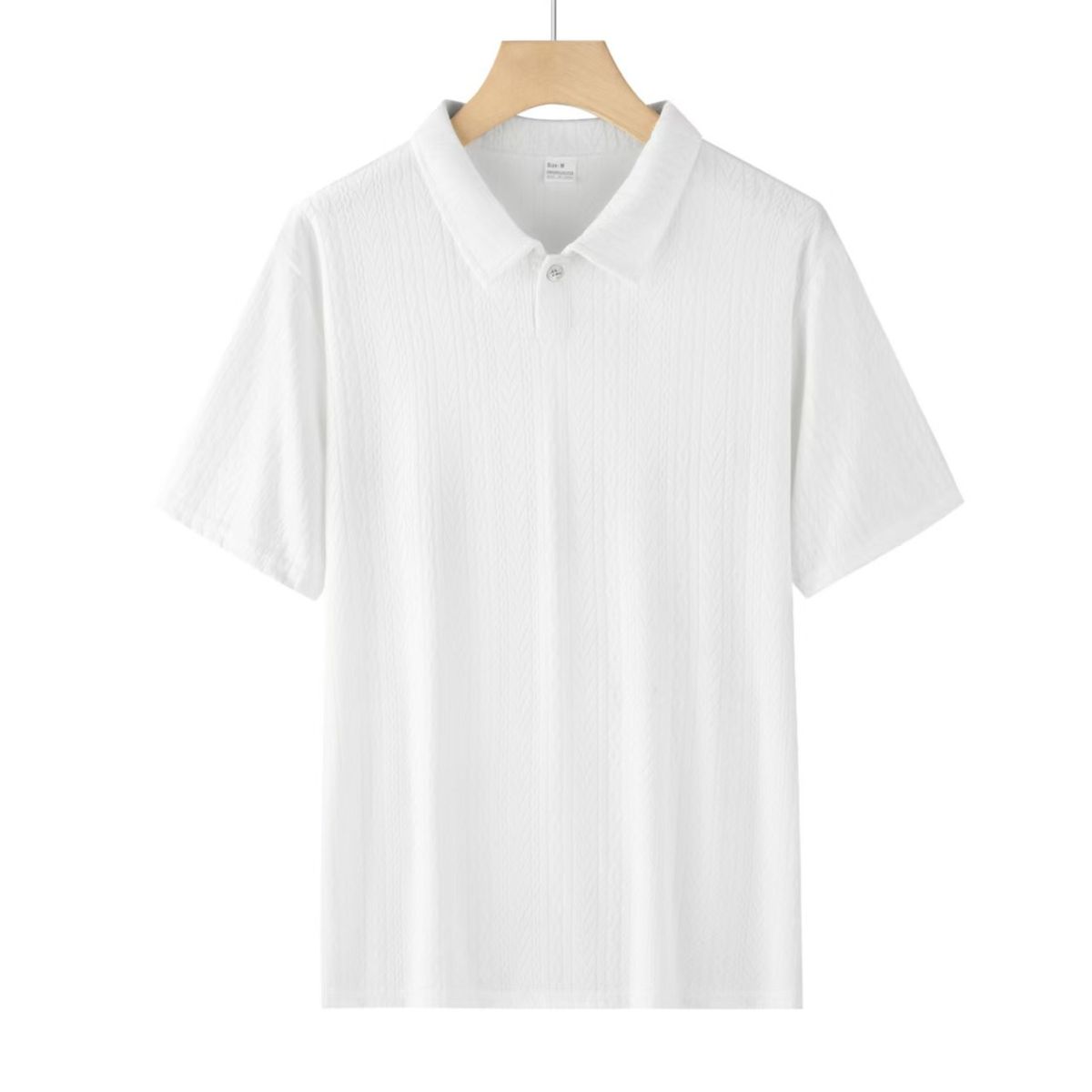 Men's Clothing Summer Jacquard Brocade Ammonia Seamless Cool Short Sleeved Men's T Shirt Casual Solid Color Lapel High End Polo Shirt_viptrois.com