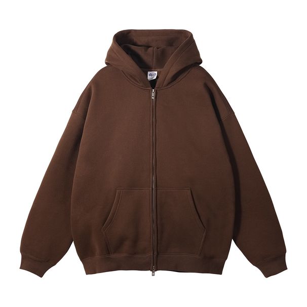 Men's Fleece Zip-Up Hoodie – Streetwear Essential With Silver Zipper & Drop Shoulder (S-XXXL)_viptrois.com