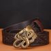 Apparel Accessories automatic buckle men's belt genuine leather retro style carved casual wild tiger wolf king snake_viptrois.com