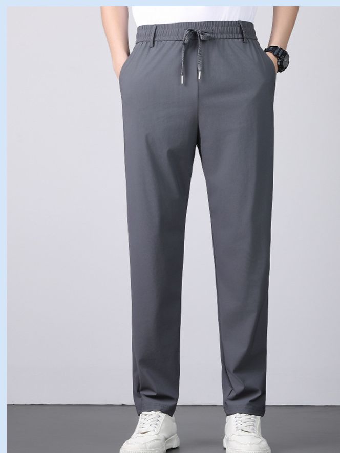Men's Clothing Thin Casual Sports Pants Straight Loose Trousers Large Size Elastic Quick Dry Men's Pants_viptrois.com