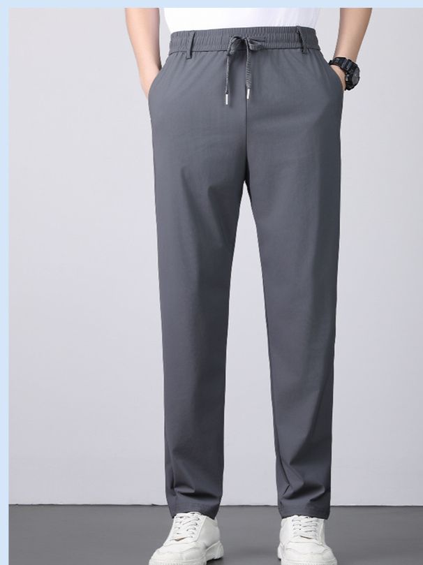 Men's Clothing Thin Casual Sports Pants Straight Loose Trousers Large Size Elastic Quick Dry Men's Pants_viptrois.com