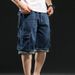 Men's Clothing Hip Hop Multi Pocket Workwear Seven Point Denim Shorts_viptrois.com