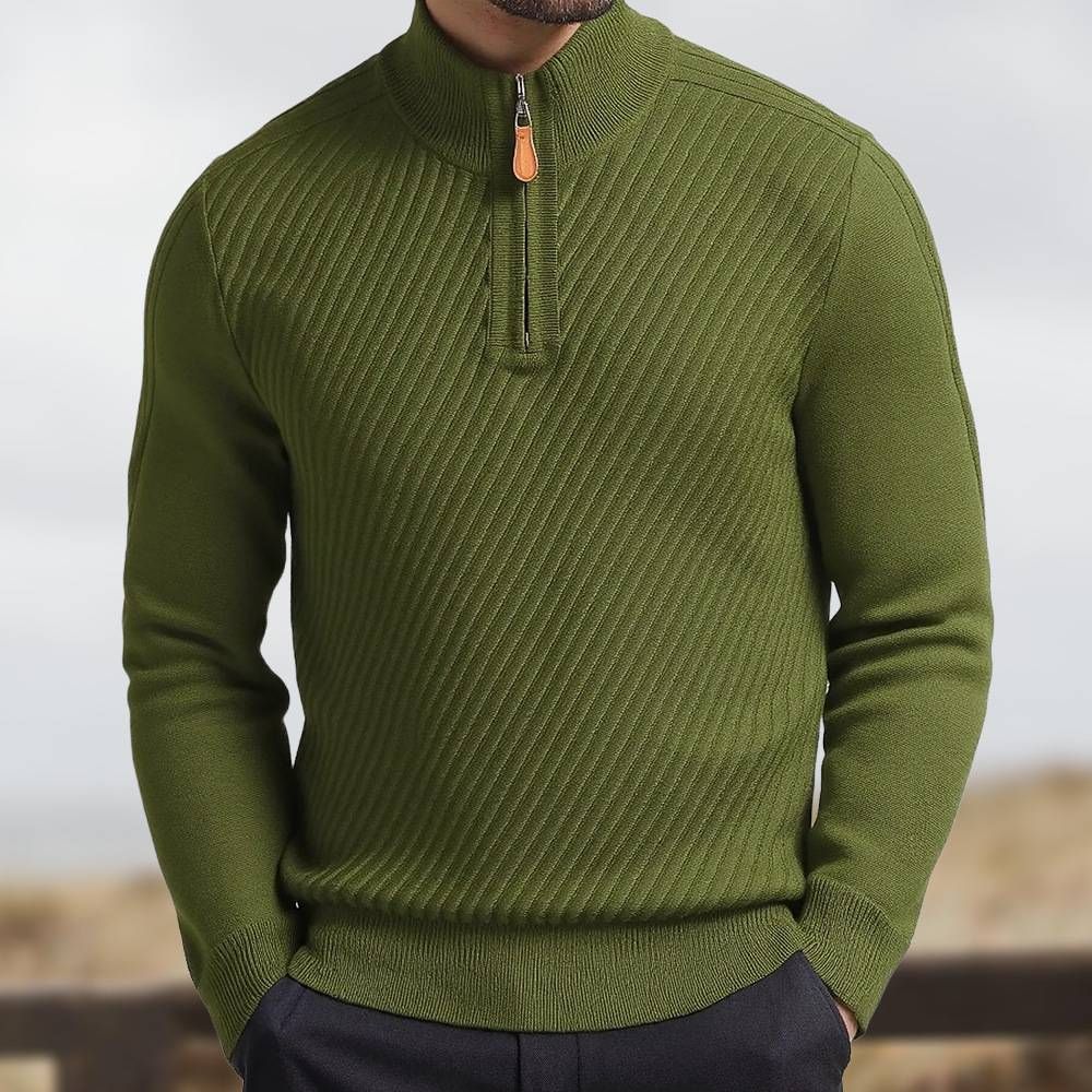 Men's Clothing Men's Zip-Up Turtleneck Sweater - Textured Knit Slim Fit Pullover (4 Colors, M-XXL) Fashion Trends_viptrois.com