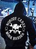 Men's Autumn And Winter Casual And Fashionable Loose Hooded Sweatshirt, Nobody Cares Skull Print Warm Long Sleeved Pullover_viptrois.com