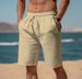 Men's Clothing Summer Beach Shorts Drawstring Elastic Waist Straight Tube Flat Comfortable Breathable Shorts_viptrois.com