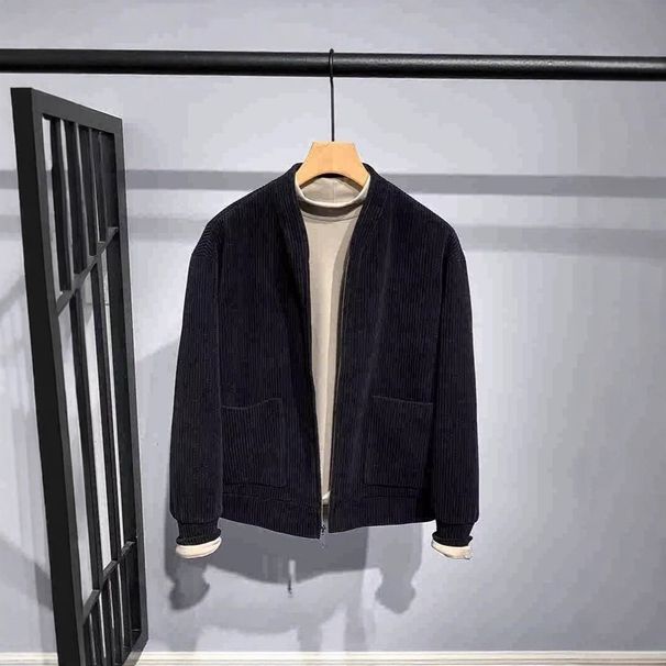 Men's Coat Simple Stand Collar Sweater Jacket Autumn And Winter New Texture Splicing Solid Color Trendy Brand Tops Men's Clothing_viptrois.com