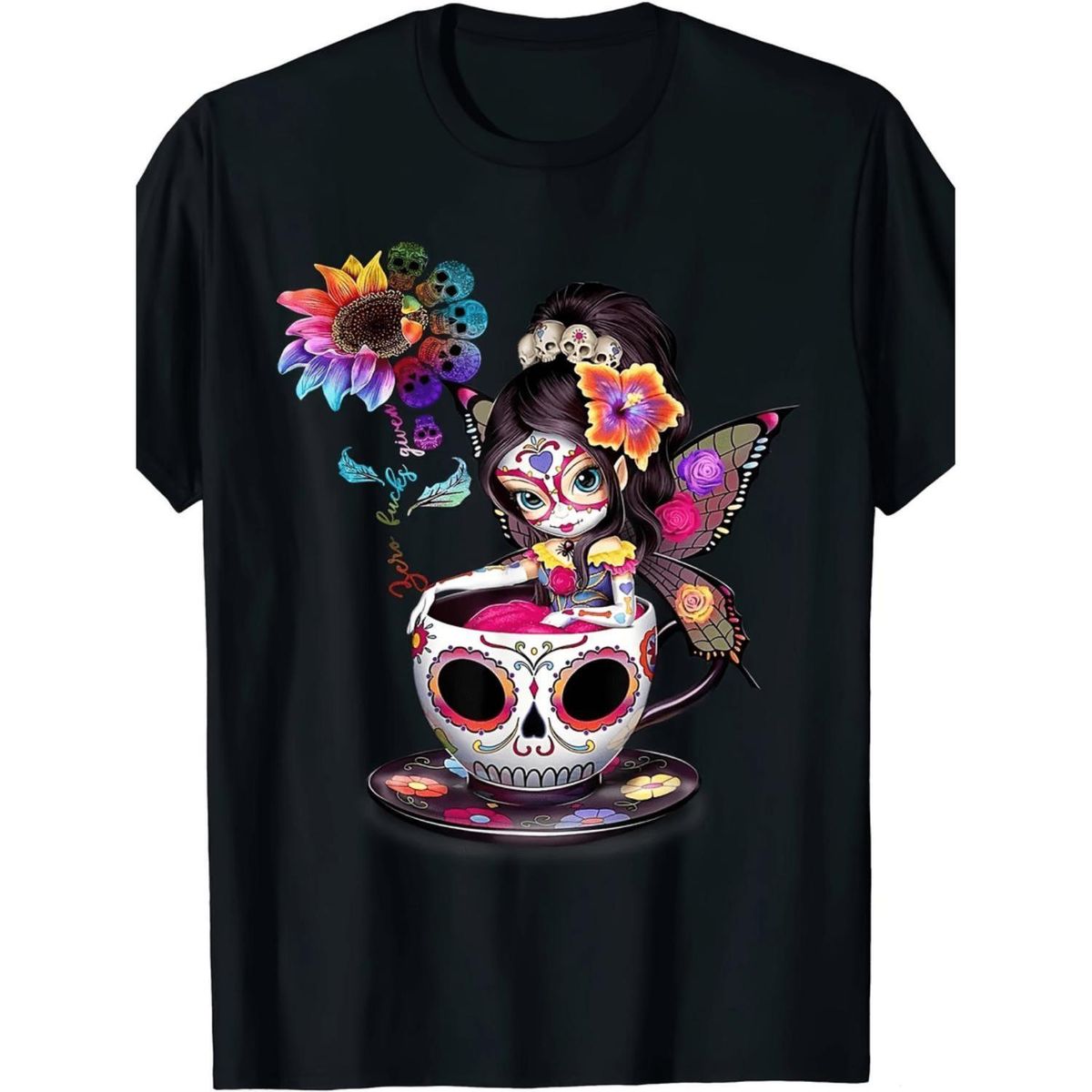 Camiseta Gráfica Calavera Azúcar Colorida Girasol Halloween Cada Ocasión, Camiseta Algodón Suave De Manga Corta Hombres_viptrois.com