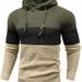 Men's Jacquard Hooded Sweatshirt | Color-Block Pullover With Fleece Lining | Autumn Streetwear Essential (Wine Red, Army Green, Navy,)_viptrois.com