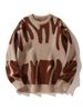 Men's Autumn Winter New Trendy Version Personality Round Neck Youth Black White Jacquard Plus Size Knitted Sweater_viptrois.com