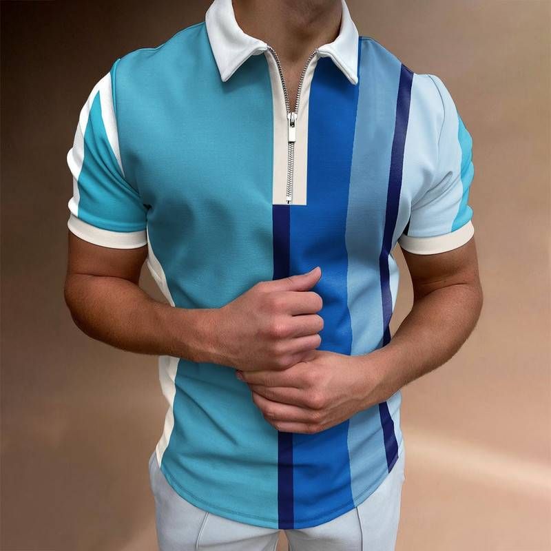 Summer New Mens Vintage Plaid Polo Shirt Fashion Casual_viptrois.com