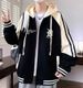 Men’s Streetwear Zip-Up Hoodie – Oversized Baseball Jacket With Color Block Design, Unisex Casual Pullover For Teens & Young Adults_viptrois.com