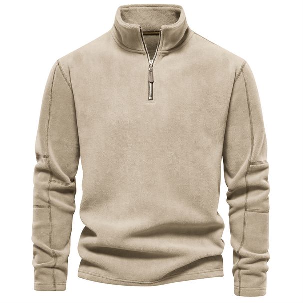 2027 Fashion Top Youth/Men Polyester Pure Color Stand Collar Half Zipper Long Sleeve Fleece Sweatshirts_viptrois.com