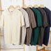 Men's Clothing Mulberry Silk Men's High End Italian Polo Shirt Men's Short Sleeved American Retro Lapel Knitted Ribbed T Shirt_viptrois.com