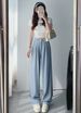 Men's Clothing Women's American Retro Casual Suit Pants, A Versatile Summer Style, Straight Leg, Draped, Loose Fitting Wide Leg Trousers_viptrois.com