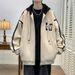 Pure Plus Size Hooded Cardigan Sweatshirt For Men, Autumn Trendy American Style Loose Jacket, High School Student Hoodie_viptrois.com