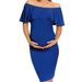 European And American Maternity Dress For Women, Sleeveless, Ruffled, One Shoulder Maternity Dress, Ruffled, Knee Length, Slim Fitting Maternity Dress_viptrois.com