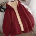 Men's Clothing Autumn/Winter Cardigan Sweatshirt Korean Style Fleece Lined Thick Warm Plus Size Wool Coat Solid Color Trendy_viptrois.com