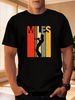 Maglietta Uomo Nera Miles 100% Cotone 180g Collo Tondo Stampa Jazz Retrò Sbiadita Stile Americano Morbida Vestibilità Regolare_viptrois.com