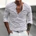 Yama Men's Autumn Winter Versatile Base Long Sleeve Shirt Casual Striped Henley T-Shirt_viptrois.com